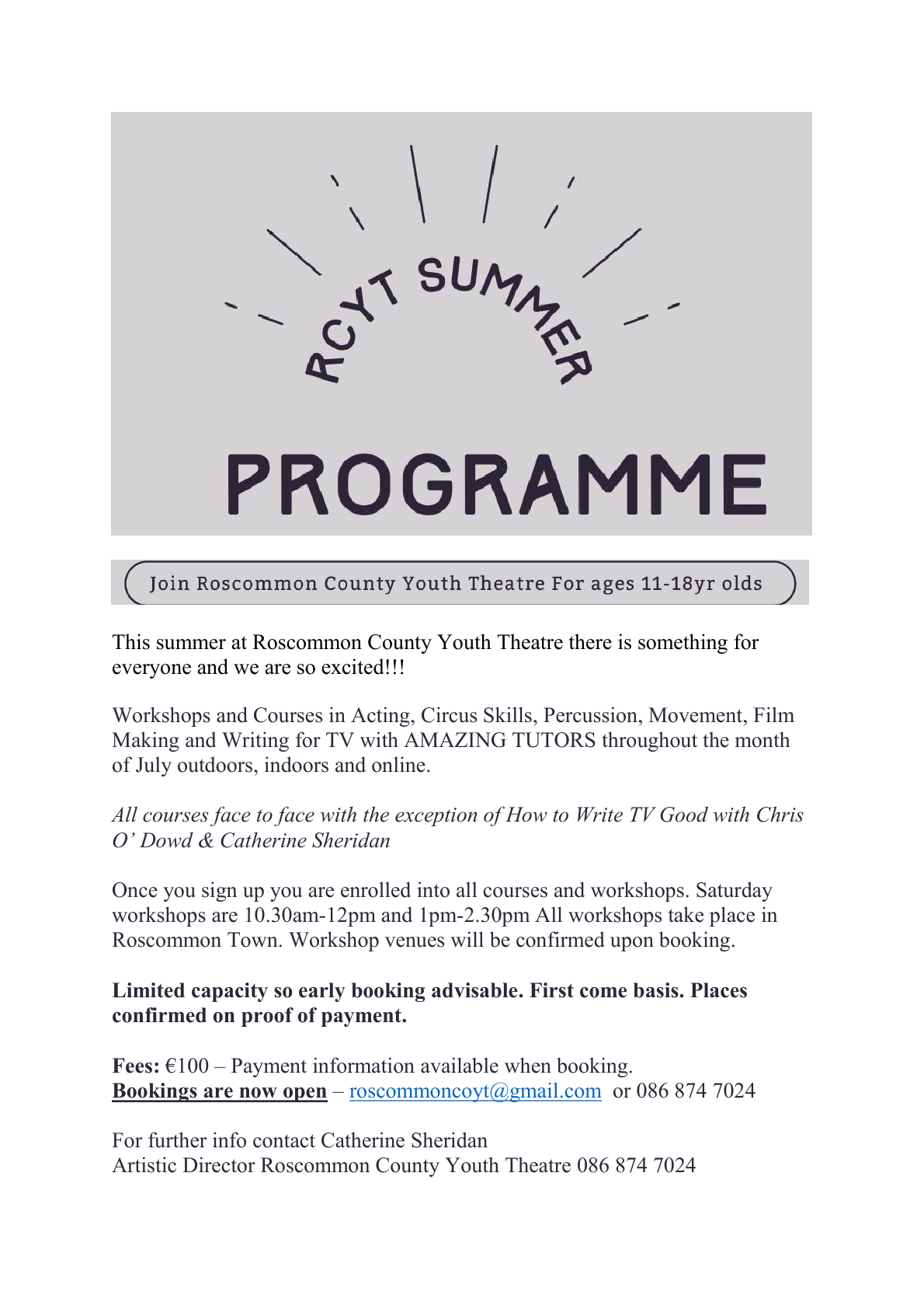 RCYT Summer Line up1